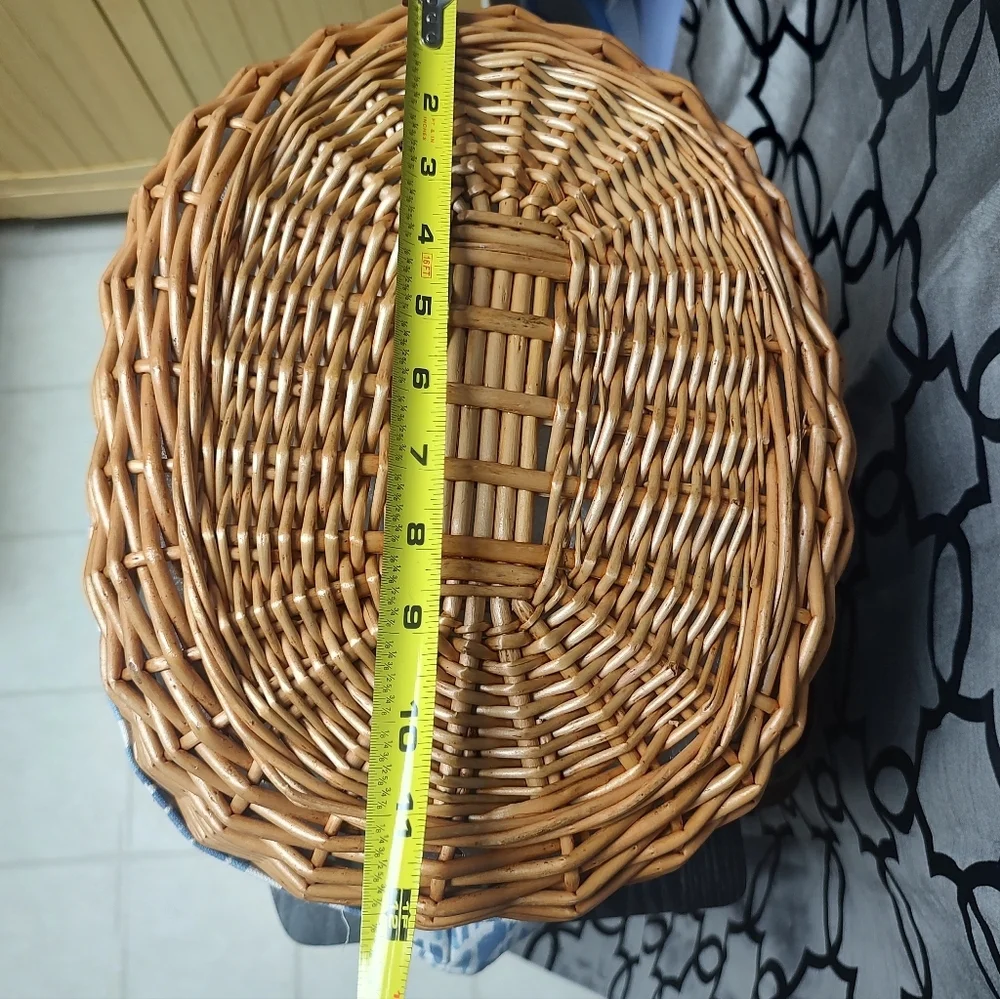 SOLD Picnic Time Basket Tote Blue Beach Canvas Willow Bag! - Picture 8 of 16